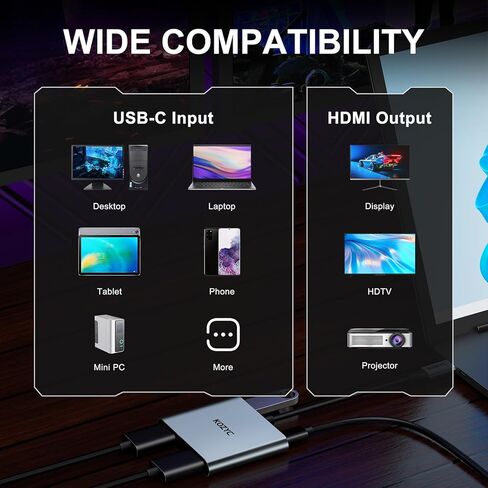 USB C to Dual HDMI Adapter 4K@60hz, Type C to HDMI Splitter Extended Display for MacBook/MacBook Pro Air Dell XPS13/15, Samsung Galaxy S9 [MST Mode (Extended displays) Only for Win OS], Dark Purple in Kuwait