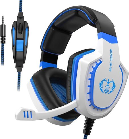 Gaming Headset Over Ear Wired Heaphones with Mic Volume Control Soft Earpads Noise-Isolating Compatible with Xbox PS5 PS4 PC Laptop Mac, Black Blue in Saudi Arabia