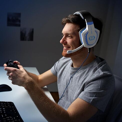 Gaming Headset Over Ear Wired Heaphones with Mic Volume Control Soft Earpads Noise-Isolating Compatible with Xbox PS5 PS4 PC Laptop Mac, Black Blue in Saudi Arabia