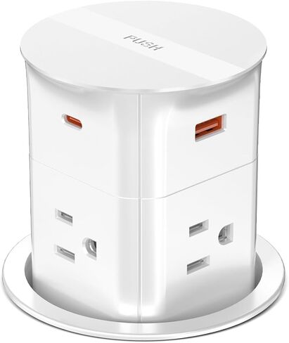 Pop up Outlet for Countertop,PD 20W USB C Fast Charging,3.15" Desk Grommet Power Station,4 Outlets,4-USB, Kitchen Island Pop Up Electrical Outlet, Office Recessed Power Supply,6ft Cord, Black in Saudi Arabia