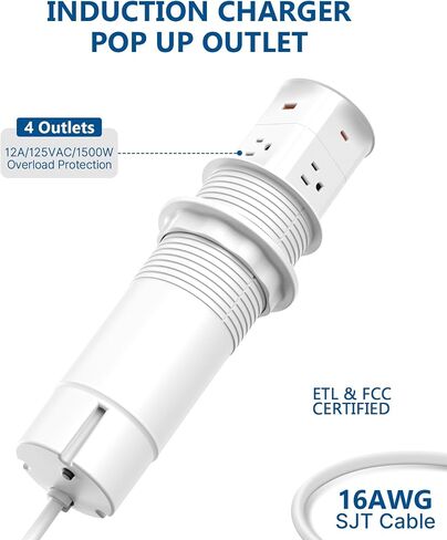 Pop up Outlet for Countertop,PD 20W USB C Fast Charging,3.15" Desk Grommet Power Station,4 Outlets,4-USB, Kitchen Island Pop Up Electrical Outlet, Office Recessed Power Supply,6ft Cord, Black in Saudi Arabia
