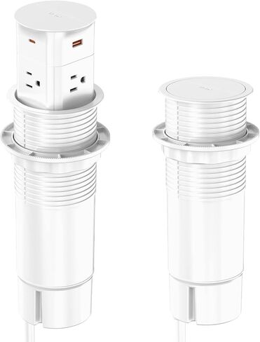 Pop up Outlet for Countertop,PD 20W USB C Fast Charging,3.15" Desk Grommet Power Station,4 Outlets,4-USB, Kitchen Island Pop Up Electrical Outlet, Office Recessed Power Supply,6ft Cord, Black in Saudi Arabia