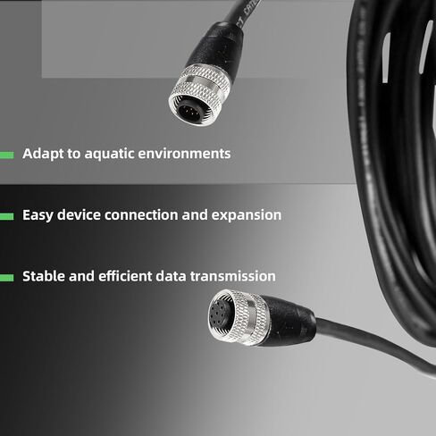 M12 8pin 720073-6 كابل Ethernet لمكتشفات الأسماك القارب كابل محول 5 قدم/1.5 متر من الإناث 24awg netconnect 5e موصلات مقاومة للتآكل 60V 2A مثل EC 5E in Kuwait