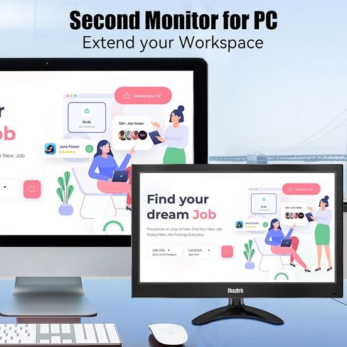 Touchscreen Portable Monitor, 15.6 Inch Small PC Monitor with HDMI USB C, IPS Screen HDR, 400cd/m² FHD 1080P 99% sRGB, LED Monitor for Laptop Mac Xbox PS4/5 Switch, Kitchen Monitor, Built-in Speakers in Saudi Arabia