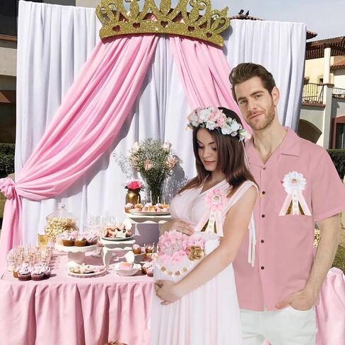 Princess Baby Shower Maternity Sash Kit - Purple and Gold Princess Baby Shower Belly Belt and Mom to Be & Dad to Be Corsage Pins, New Parents Pregnancy Photo Props Party Supplies in Saudi Arabia