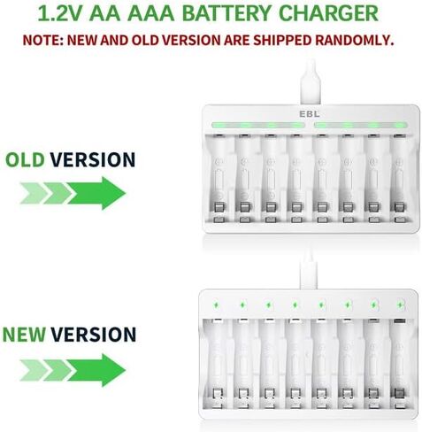 EBL Rechargeable AAA Batteries 8 Pack, Triple AAA Batteries 1100mAh High Capacity, 1200 Recharge Cycles, Pre-Charged 1.2V NiMH AAA Battery with Individual Battery Charger in Kuwait