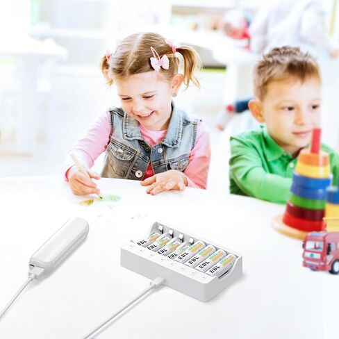 EBL Rechargeable AAA Batteries 8 Pack, Triple AAA Batteries 1100mAh High Capacity, 1200 Recharge Cycles, Pre-Charged 1.2V NiMH AAA Battery with Individual Battery Charger in Kuwait