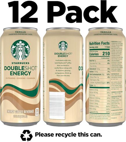 Starbucks Doubleshot Energy Drink Coffee Beverage, Coffee, Iced Coffee, 15 fl oz Cans (Packaging May Vary) (Pack of 12) in Saudi Arabia