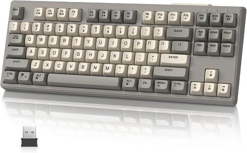 FELICON M87 Wireless Keyboard, Dual Mode Bluetooth/2.4Ghz, 87 Keys TKL Rainbow Backlit, PBT Round Kecaps, 4000mAh Rechargeable Mute Membrane Keyboard with Mechanical Feeling for MAC/Win - Blueberry in Saudi Arabia