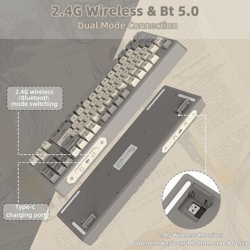 FELICON M87 Wireless Keyboard, Dual Mode Bluetooth/2.4Ghz, 87 Keys TKL Rainbow Backlit, PBT Round Kecaps, 4000mAh Rechargeable Mute Membrane Keyboard with Mechanical Feeling for MAC/Win - Blueberry in Saudi Arabia