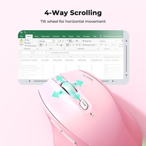 Wireless Bluetooth Mouse for Laptop, LED Ergonomic Mouse with Muitl Device 2.4G Wireless USB +BT1+BT2, Portable Rechargeable Bluetooth Mouse for Laptop PC Computer, Tilt Wheel 4-Way Scrolling Mice in Saudi Arabia