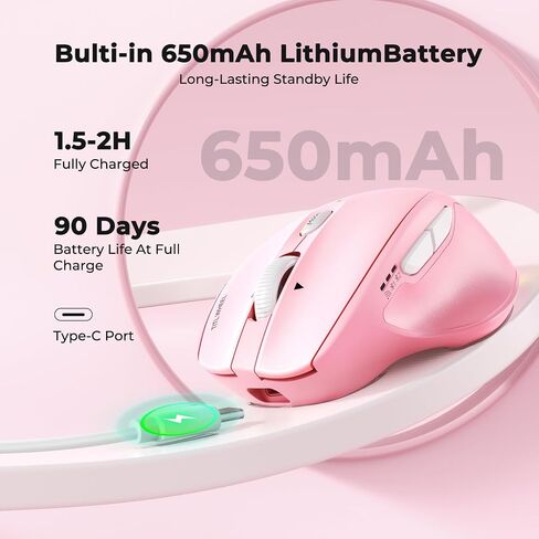 Wireless Bluetooth Mouse for Laptop, LED Ergonomic Mouse with Muitl Device 2.4G Wireless USB +BT1+BT2, Portable Rechargeable Bluetooth Mouse for Laptop PC Computer, Tilt Wheel 4-Way Scrolling Mice in Saudi Arabia