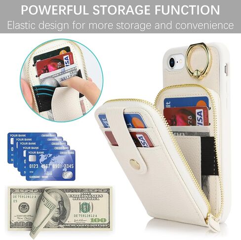 لـ iPhone SE 2022/2020 iPhone 8 Case مع حامل بطاقة للنساء ، لحالة iPhone 8 Crsosbody مع حبل الحبل ، و 7 محفظة ، وحالة هاتف Ring Stand Stand مع Coin Pocket Gold in Kuwait