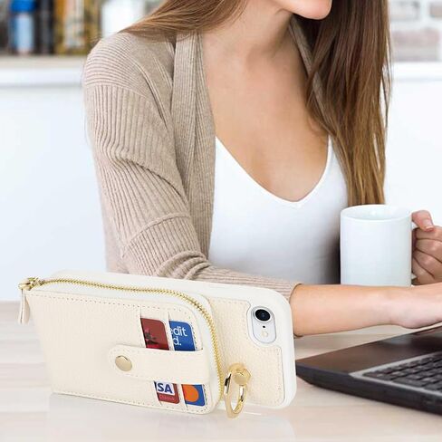 لـ iPhone SE 2022/2020 iPhone 8 Case مع حامل بطاقة للنساء ، لحالة iPhone 8 Crsosbody مع حبل الحبل ، و 7 محفظة ، وحالة هاتف Ring Stand Stand مع Coin Pocket Gold in Kuwait