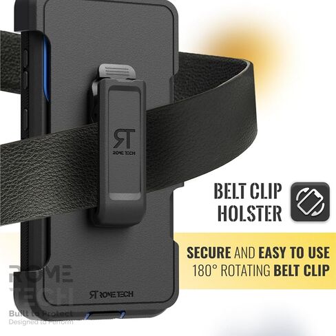 for Samsung Galaxy S24 FE Case with Belt Clip Holster & Kickstand, Screenless Protective Dual-Layer Shockproof Phone Case for Galaxy S24 FE - Black & Orange in Saudi Arabia