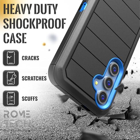 for Samsung Galaxy S24 FE Case with Belt Clip Holster & Kickstand, Screenless Protective Dual-Layer Shockproof Phone Case for Galaxy S24 FE - Black & Orange in Saudi Arabia