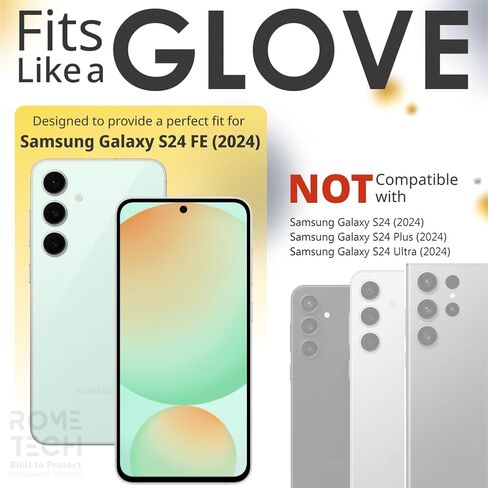 for Samsung Galaxy S24 FE Case with Belt Clip Holster & Kickstand, Screenless Protective Dual-Layer Shockproof Phone Case for Galaxy S24 FE - Black & Orange in Saudi Arabia