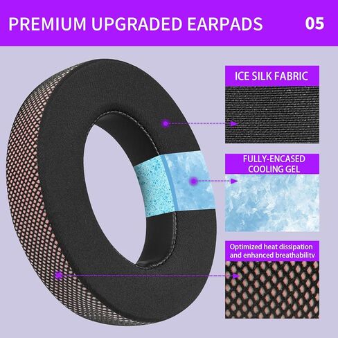 JHK Upgraded Cooling Gel Replacement Earpads for 700 (NC700) Wireless Headphones, Optimized Heat Dissipation and Enhanced Breathability, Added Thickness(Purple) in Saudi Arabia