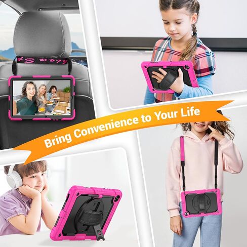 علبة SEYMAC لـ Samsung Galaxy Tab S6 Lite 10.4 '' 2024/2022/2020 (SM-P620/P610/P615) ، حالة حماية صدمية عالية الدقة مع واقي الشاشة ، وقصة دوارة ، حزام يدوي/كتف ، أسود in Kuwait