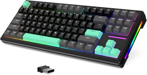 FELICON x Attack Shark M87PRO Mechanical Gaming Keyboard,Wireless Tri-Mode(Bluetooth/2.4G/Wired),Hot-Swappable Custom Switch,TKL 5000mAh RGB Backlit,Gasket Programmable,for Game/Office -Metcha Green in Saudi Arabia