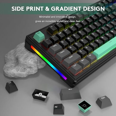 FELICON x Attack Shark M87PRO Mechanical Gaming Keyboard,Wireless Tri-Mode(Bluetooth/2.4G/Wired),Hot-Swappable Custom Switch,TKL 5000mAh RGB Backlit,Gasket Programmable,for Game/Office -Metcha Green in Saudi Arabia