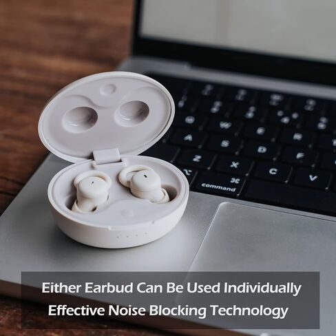 Sleep Earbuds w/Mic, Comfortable Sleeping Headphones Small Design for Side Sleepers Invisible Buds for Sleep Wireless Bluetooth Earphones for Noise Blocking Snoring (Ivory) in Saudi Arabia