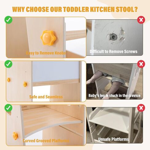 Toddler Standing Tower, Toddler Kitchen Stool Helper with Whiteboard, Adjustable Height Kids Learning Tower with Anti-Slip Protection, Kids Step Stool with Safety Feet for Kitchen Bathroom in Saudi Arabia