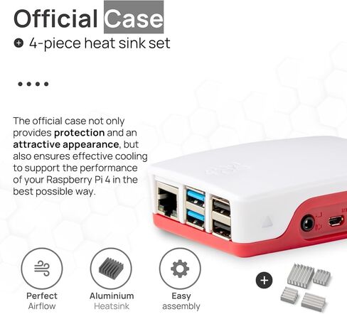 Raspberry PI 4 4GB Starter Kit | 64 جيجابايت microsd | Oficial USB-C إمدادات الطاقة | حالة من الأسلوب | 4K Micro HDMI Cable 1M | تقليل الحرارة in Kuwait