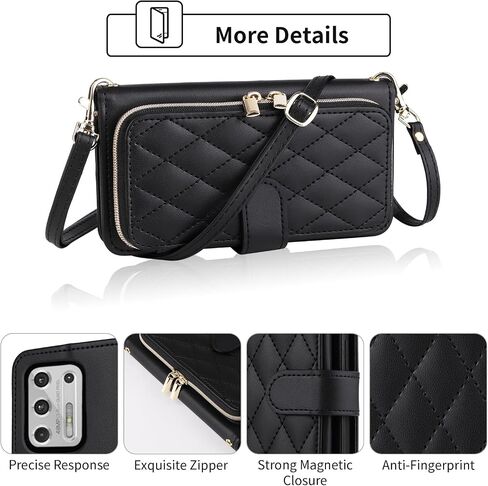 Argyle Wallet Case for Moto G Play 2021 with Wrist Strap Shoulder Strap, 9+ Card Slots Zipper Purse, Luxury PU Leather Stand Phone Cover for Motorola GPlay2021 6.5 XT2093DL XT2093-7 Deep Purple in Saudi Arabia