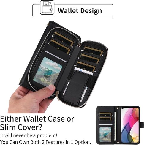 Argyle Wallet Case for Moto G Play 2021 with Wrist Strap Shoulder Strap, 9+ Card Slots Zipper Purse, Luxury PU Leather Stand Phone Cover for Motorola GPlay2021 6.5 XT2093DL XT2093-7 Deep Purple in Saudi Arabia
