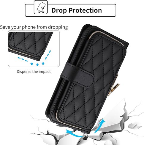 Argyle Wallet Case for Moto G Play 2021 with Wrist Strap Shoulder Strap, 9+ Card Slots Zipper Purse, Luxury PU Leather Stand Phone Cover for Motorola GPlay2021 6.5 XT2093DL XT2093-7 Deep Purple in Saudi Arabia
