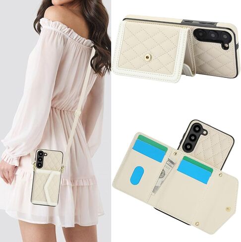 for Samsung Galaxy S24 FE (Not S24) Crossbody Wallet Case for Women, PU Leather Card Slot Phone Case with Cash Pocket Kickstand Purse Lanyard Case Cover for Samsung S24 FE.Pocket Black in Kuwait