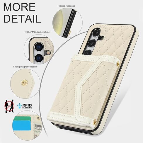 for Samsung Galaxy S24 FE (Not S24) Crossbody Wallet Case for Women, PU Leather Card Slot Phone Case with Cash Pocket Kickstand Purse Lanyard Case Cover for Samsung S24 FE.Pocket Black in Kuwait