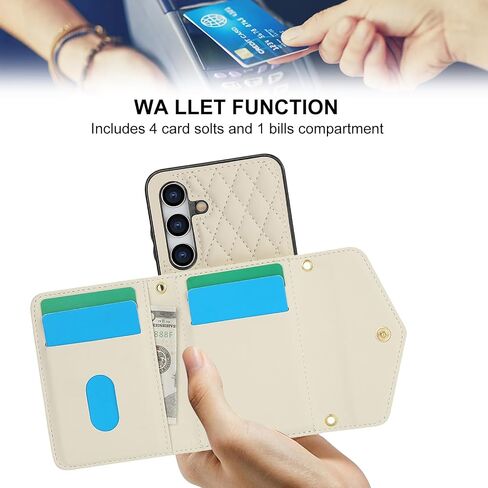 for Samsung Galaxy S24 FE (Not S24) Crossbody Wallet Case for Women, PU Leather Card Slot Phone Case with Cash Pocket Kickstand Purse Lanyard Case Cover for Samsung S24 FE.Pocket Black in Kuwait