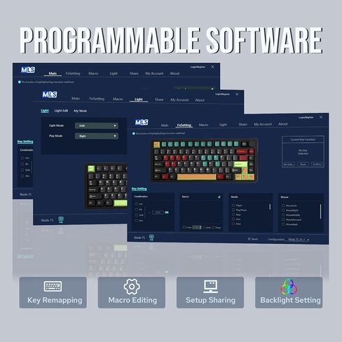 Blade75 Wireless Aluminum Mechanical Gaming Keyboard, Gasket Creamy Keyboard, BT5.0/2.4GHz/USB-C Hot Swappable Custom Keyboard with Knob, RGB Backlit, NKRO for Win/Mac/Games/Office (Black) in Kuwait