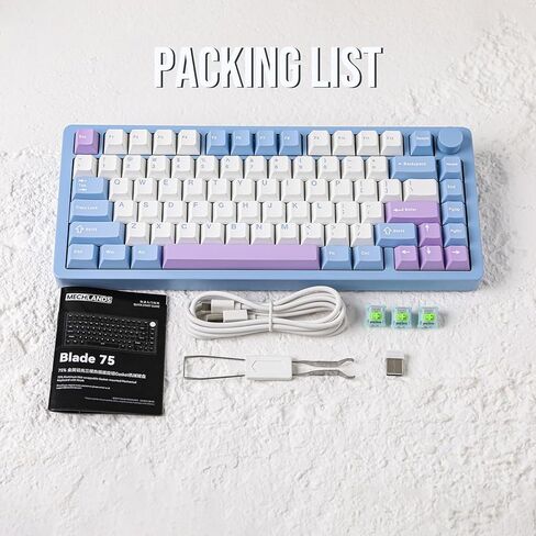 Blade75 Wireless Aluminum Mechanical Gaming Keyboard, Gasket Creamy Keyboard, BT5.0/2.4GHz/USB-C Hot Swappable Custom Keyboard with Knob, RGB Backlit, NKRO for Win/Mac/Games/Office (Black) in Kuwait