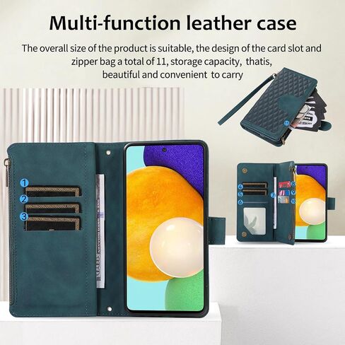 Asuwish Phone Case for Samsung Galaxy A52/A52S 5G Wallet Cover With Tempered Glass Screen Protector and Wrist Strap Flip Zipper Credit Card Holder Stand Cell A 52 S 4G G5 52A S52 52S Women Girls Black in Saudi Arabia
