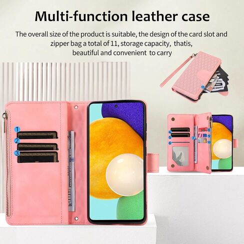 Asuwish Phone Case for Samsung Galaxy A52/A52S 5G Wallet Cover With Tempered Glass Screen Protector and Wrist Strap Flip Zipper Credit Card Holder Stand Cell A 52 S 4G G5 52A S52 52S Women Girls Black in Saudi Arabia