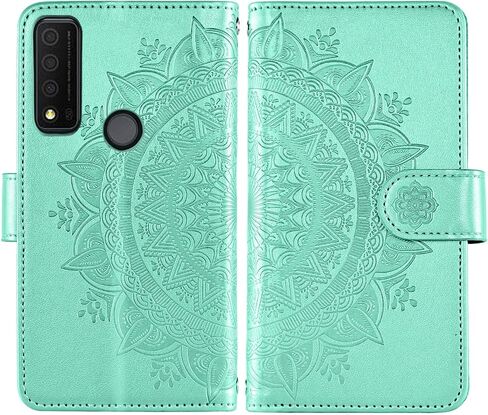 Asuwish Phone Case for TCL 30XE/30V/4X/20AX/20A/20R/Bremen 5G Wallet Cell Cover with Screen Protector Lanyard Wrist Strap Mandala Flower Zipper Card Holder TLC T601DL 30 XE XE5G V 20 AX R A 6.67 Red in Saudi Arabia