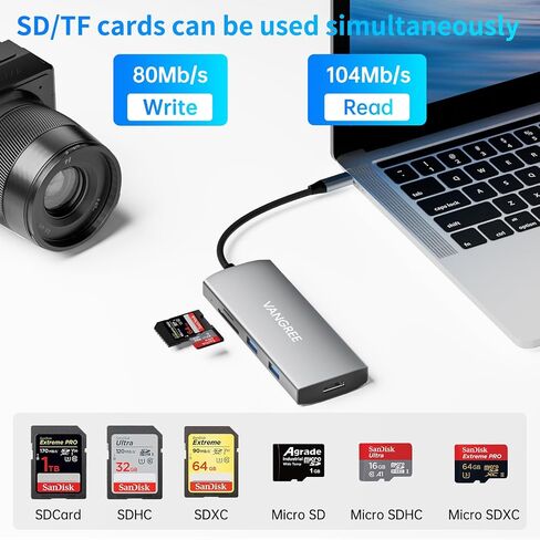 USB C Hub with 2 USB C 4K@60Hz Displayports, 2 USB-A & 1 USB-C 3.2 10Gbps Ports, 1Gbps Ethernet, 100W PD, SD/TF Slot, USB C Splitter Dual Monitor Adapter for MacBook Pro, USB-C Monitor, Windows/macOS in Saudi Arabia