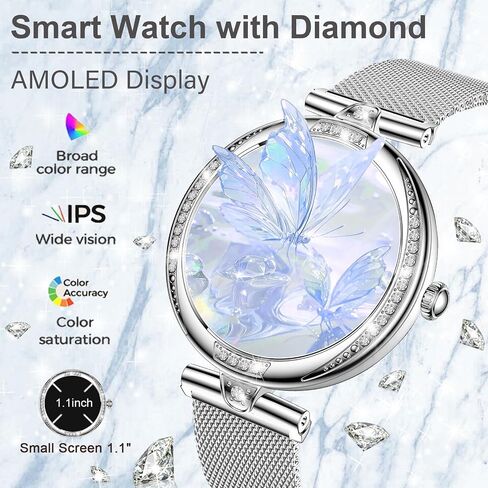 GADIXY Smart Watches for Women(Make/Answer Call) with Diamond:1.1" AMOLED Fitness Tracker for Heart Rate/Blood Pressure/SpO2/Sleep Monitor,Running Smartwatch for Android/iOS in Saudi Arabia
