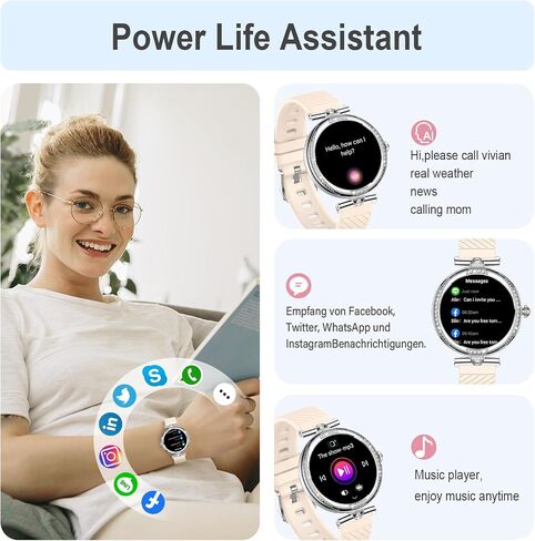GADIXY Smart Watches for Women(Make/Answer Call) with Diamond:1.1" AMOLED Fitness Tracker for Heart Rate/Blood Pressure/SpO2/Sleep Monitor,Running Smartwatch for Android/iOS in Saudi Arabia