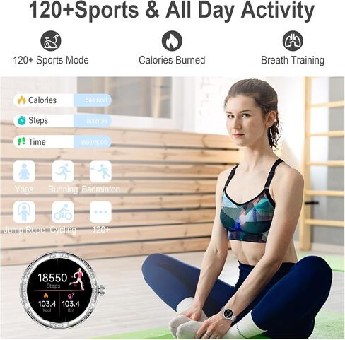 GADIXY Smart Watches for Women(Make/Answer Call) with Diamond:1.1" AMOLED Fitness Tracker for Heart Rate/Blood Pressure/SpO2/Sleep Monitor,Running Smartwatch for Android/iOS in Saudi Arabia