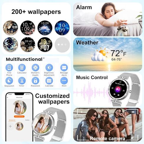 GADIXY Smart Watches for Women(Make/Answer Call) with Diamond:1.1" AMOLED Fitness Tracker for Heart Rate/Blood Pressure/SpO2/Sleep Monitor,Running Smartwatch for Android/iOS in Saudi Arabia