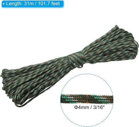 PATIKIL 100 Feet 7-Strand Core Paracord, 3/16 Inch Paracord Lanyard Nylon Cord Camping Rope for Camping Tent Clothesline, Blue Camo (4mmx31m) in Saudi Arabia