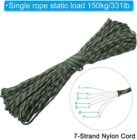 PATIKIL 100 Feet 7-Strand Core Paracord, 3/16 Inch Paracord Lanyard Nylon Cord Camping Rope for Camping Tent Clothesline, Blue Camo (4mmx31m) in Saudi Arabia