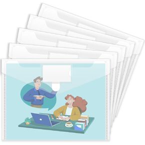 10 عبوات من المظاريف البلاستيكية، مظاريف بولي، مجلدات مستندات شفافة Sooez، أظرف ملفات بحجم A4 بحجم حرف أمريكي مع جيب ملصق لتنظيم مكتب العمل المنزلي والمدرسة، شفافة
