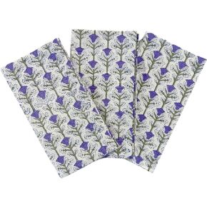 Craftbot 100% Cotton Decorative Kitchen Towels - Set of 3 Dishcloths - 19 x 27 inches - Blue Floral Kitchen Towels - Absorbant Kitchen Dish Towels for Dryng Dishes - Indian Block Print Cute Tea Towels