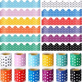 12 Packs Scalloped Bulletin Board Borders 196.8 ft Colorful Classroom Borders for Bulletin Board Trim Bulletin Board Decorations for Bulletin Borders Wall Decor (Dot)