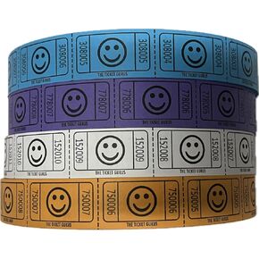 The Ticket Gurus-(4) Single Smile Rolls- 2000 Tickets Per Roll-Purple/White/Orange/Blue